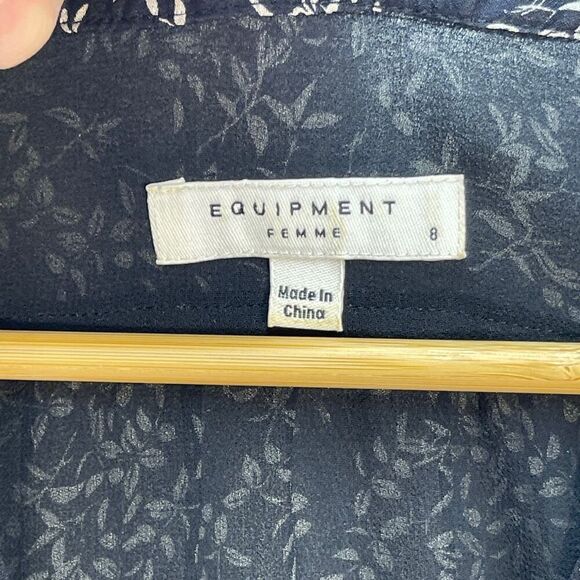 Equipment Femme Blue White Lisle Silk Chiffon Floral Mini Dress Size 8 - Picture 4 of 10